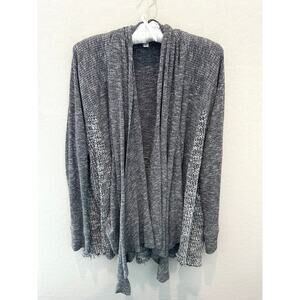UMGEE | Plus Size Gray Ribbed Lightweight Waterfall Open Front Cardigan | 2XL